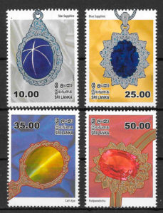 filatelia colección minerales Sri Lanka 2015