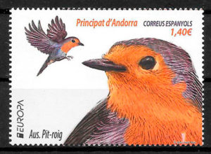 coleccion sellos fauna Andorra Española 2019