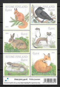 filatelia coleccion Finlandia fauna 2004