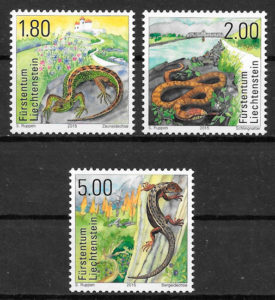 filatelia colección fauna Liechtenstein 2015