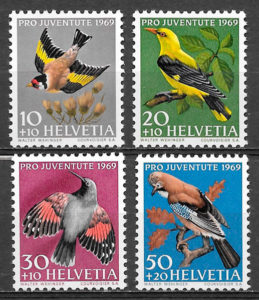 COLECCION SELLOS FAUNA SUIZA 1969